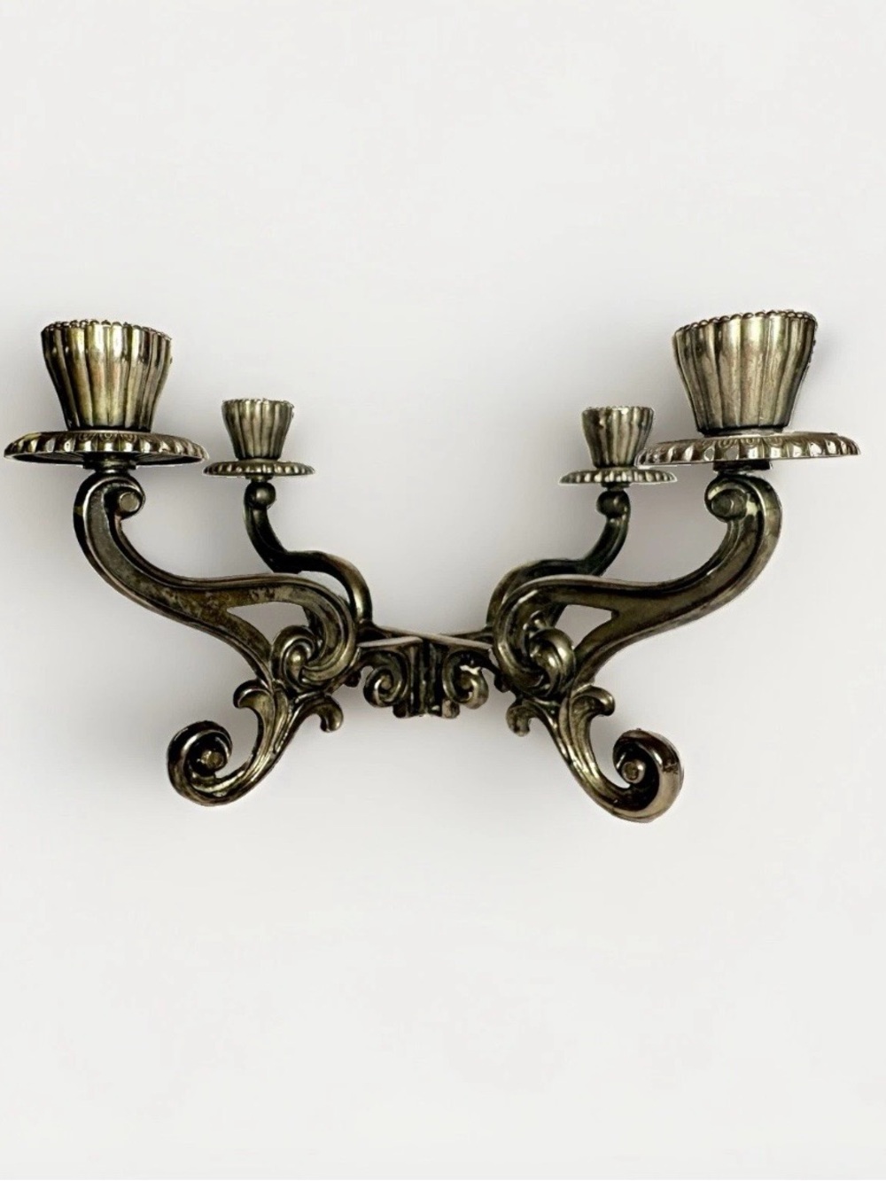 Antique Dark Academia Silver Plated Ornate Candelabra Piano Candle Scones